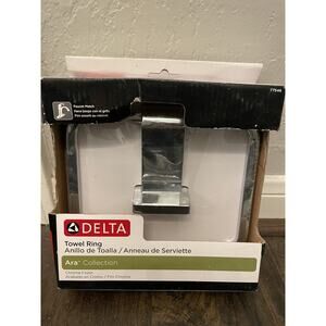 Ara Wall Mount Square Closed Towel Ring In Chrome By Delta #77546